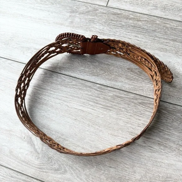 Vintage Handmade Wide Woven Leather Belt - Picture 7 of 15